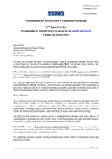 Presentation by the Secretary General,  Ambassador Thomas Greminger, on his report on the OSCE Approach to Security Sector Governance and Reform