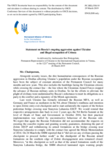 Statement by the Delegation of Ukraine on Russia’s ongoing aggression against Ukraine and illegal occupation of Crimea