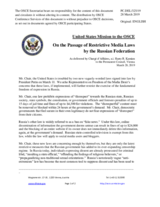 Statement by Delegation of the United States of America on the freedom of expression in the Russian Federation