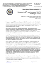Statement by the Delegation of the United States of America on 20 years since the beginning of NATO aggression against the Federal Republic of Yugoslavia