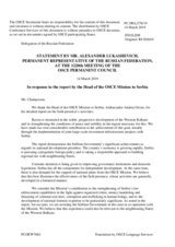Statement by the Delegation of the Russian Federation in response to the report by the Head of the OSCE Mission to Serbia, Ambassador Andrea Orizio