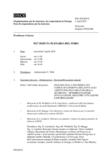 Giornale della 912a Seduta plenaria del Foro di cooperazione per la sicurezza