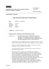 Journal of the 912th Plenary Meeting of the Forum for Security Co-operation