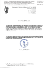 Response by the Delegation of Ireland to the Questionnaire on the Code of Conduct on Politico-Military Aspects of Security