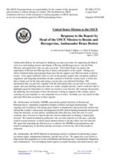 Statement by the Delegation of the United States of America in response to the report by the Head of the OSCE Mission to Bosnia and Herzegovina, Ambassador Bruce G. Berton
