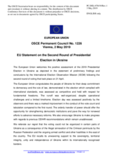 Statement by the Romanian EU Presidency on the second round of the Ukrainian presidential election, held on 21 April 2019