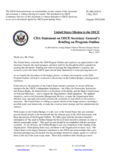 Statement by the Delegation of the United States of America in response to the presentation of the 2020 Programme Outline by the Secretary General, Ambassador Thomas Greminger