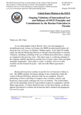 Statement by the Delegation of the United States of America on Russia’s ongoing aggression against Ukraine and illegal occupation of Crimea