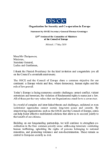 Statement by OSCE Secretary General Thomas Greminger at the 129th Session of the Committee of Ministers of the Council of Europe