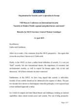 Remarks by Secretary General Thomas Greminger at the VIII Moscow Conference on International Security