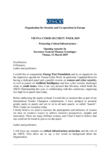 Opening remarks by Secretary General Thomas Greminger at the Vienna Cyber Security Week 2019