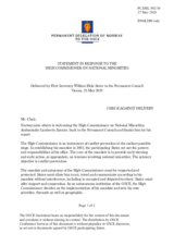 Statement by the Delegation of Norway in response to the report by the High Commissioner on National Minorities, Ambassador Lamberto Zannier