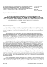 Statement by the Delegation of the Russian Federation in response to the report by Ambassador Jeroen Boender