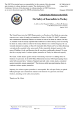 Statement by the Delegation of the United States of America on the safety of journalists in Turkey