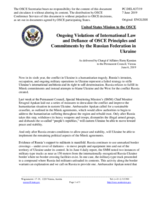 Statement by the Delegation of the United States of America on Russia’s ongoing aggression against Ukraine and illegal occupation of Crimea