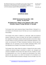 Statement by the Finnish EU Presidency in response to the address by the Deputy Minister for Foreign Affairs of Georgia, H.E. Mr. Lasha Darsalia