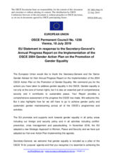 Statement by the Finnish EU Presidency in response to the presentation by the Secretary General, Ambassador Thomas Greminger, of the Annual Evaluation Report on the Implementation of the 2004 OSCE Action Plan for the Promotion of Gender Equality