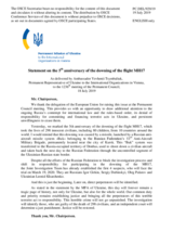 Statement by the Delegation of Ukraine on the 5th anniversary of the downing of Malaysia Airlines flight MH17 on 17 July 2014
