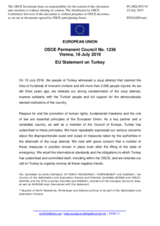 Statement by the Finnish EU Presidency on the 3rd anniversary of the attempted coup d’état in Turkey on 15 July 2016