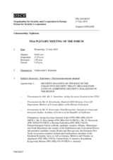 Journal of the 921st Plenary Meeting of the Forum for Security Co-operation