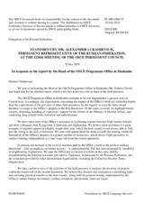 Statement by the Delegation of the Russian Federation in response to the report of the Head of the OSCE Programme Office in Dushanbe, Ambassador Valeriu Chiveri