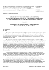 Statement by the Delegation of the Russian Federation in response to the report by the OSCE Representative on Freedom of the Media, Mr. Harlem Désir