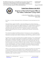 Statement by the Delegation of the United States of America in response to the report by the Head of the OSCE Programme Office in Nur-Sultan, Ambassador György Szabó