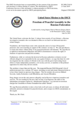 Statement by the Delegation of the United States of America on the freedom of peaceful assembly in the Russian Federation