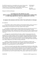 Statement by the Delegation of the Russian Federation on the Paris Call for Trust and Security in Cyberspace