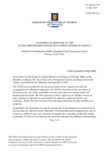 Statement by the Delegation of Norway in response to the address by the Acting Minister for Europe and Foreign Affairs of Albania, H.E. Mr. Gent Cakaj