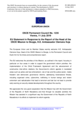 Statement by the Finnish EU Presidency in response to the report by the Head of the OSCE Mission to Skopje, Ambassador Clemens Koja