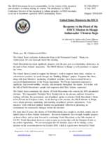 Statement by the Delegation of the United States of America in response to the report by the Head of the OSCE Mission to Skopje, Ambassador Clemens Koja
