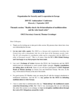 Statement by OSCE Secretary General Thomas Greminger at the 2019 EU Ambassadors' Conference