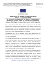 Statement by the Finnish EU Presidency in response to the opening statement by H.E. Mr Martin Povejšil, Deputy Minister of Foreign Affairs for Security and Multilateral Issues of the Czech Republic