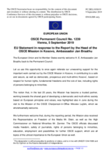 Statement by the Finnish EU Presidency in response to the report by the Head of the OSCE Mission in Kosovo, Ambassador Jan Braathu