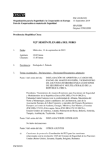 Diario de la 923ª Sesión plenaria del Foro de Cooperación en materia de Seguridad  