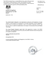 Response by the Delegation of the United Kingdom to the Questionnaire on Participating States’ Policy and/or National Practices and Procedures for the Export of Conventional Arms and Related Technology