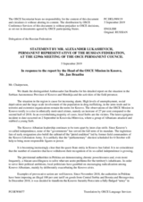 Statement by the Delegation of the Russian Federation in response to the report by the Head of the OSCE Mission in Kosovo, Ambassador Jan Braathu