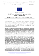 Statement by the Finnish EU Presidency in response to the presentations by Colonel M. Dvořáková, by Colonel C. A. McKenna, and by Ms. R. Blum and Lieutenant Colonel P. Östman