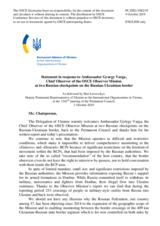 Statement by the Delegation of Ukraine in response to the report by the Chief Observer of the OCSE Observer Mission at two Russian checkpoints on the Russian-Ukrainian border, Ambassador György Varga