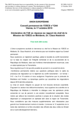Déclaration de l’UE en réponse au rapport du chef de la Mission de l’OSCE en Moldavie, Dr. Claus Neukirch