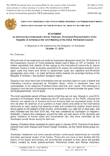 Statement by the Delegation of Armenia on the 7th Summit of the Cooperation Council of Turkic Speaking States, held in Baku on 15 October 2019 