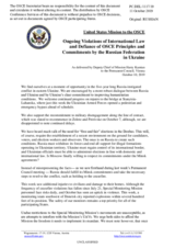 Statement by the Delegation of the United States of America on Russia’s ongoing aggression against Ukraine and illegal occupation of Crimea