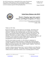 Statement by the Delegation of the United States of America on Russia’s ongoing aggression against Ukraine and illegal occupation of Crimea