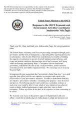 Statement by the Delegation of the United States of America in response to the report by the Co-ordinator of OSCE Economic and Environmental Activities, Ambassador Vuk Žugić