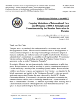 Statement by the Delegation of the United States of America on Russia’s ongoing aggression against Ukraine and illegal occupation of Crimea