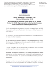 Statement by the Finnish EU Presidency in response to the report by the OSCE Representative to the Latvian-Russian Joint Commission on Military Pensioners, Dr. Volker Frobarth