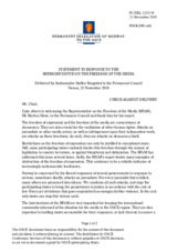 Statement by the Delegation of Norway in response to the report by the OSCE Representative on Freedom of the Media, Mr. Harlem Désir