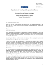 Report to the Ministerial Council by Amb. Thomas Greminger