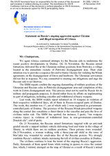 Statement by the Delegation of Ukraine on Russia’s ongoing aggression against Ukraine and illegal occupation of Crimea